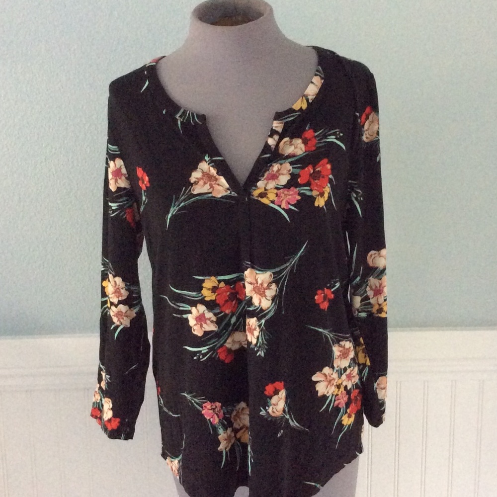 Daniel Rainn Floral Blouse Top 3/4 Sleeve